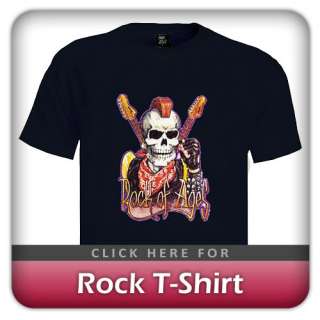 Rock Of Ages Guitar T Shirt Skeleton Band music cd  