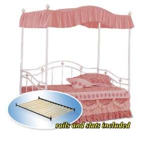  Rose Red Solid Canopy Set White Twin Day Bed Day Bed Set with Bed 