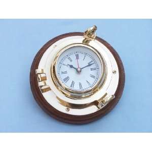  Brass Porthole Clock 7   Clocks Wall Desk   Nautical Toy 