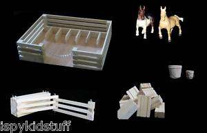 NATURAL Wood AMISH Horse Barn Farm Fence Stable TOYS  