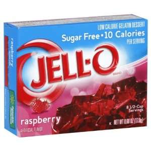 Jell o Gelatin Dessert Low Calorie Sugar Free Raspberry 0.6 Oz 12 