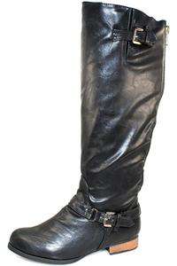 Black Knee High Motorcycle Riding Women Boot Shoes 7.5  