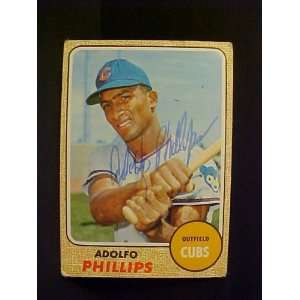 Adolfo Phillips Chicago Cubs #202 1968 Topps Signed Autographed 