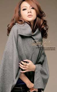 Womens Vogue Lapel KM118182DG Loose Cloak Outwear  