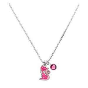   Cat Charm Necklace with Rose Swarovski Crystal Drop [Jewelry] Jewelry