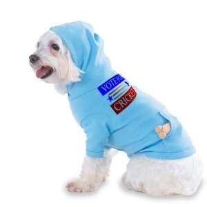 VOTE FOR CRICKET Hooded (Hoody) T Shirt with pocket for your Dog or 