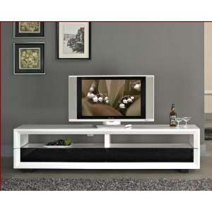  White TV Console with High Gloss Drawers BM628 WHT