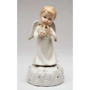  Boy Angel of Light in White Robe with Wings on Cloud Figurine 