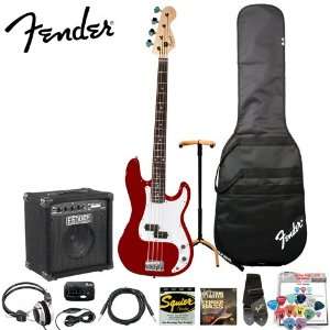  Fender Squier Affinity Metallic Red P Bass with Rumble 15 