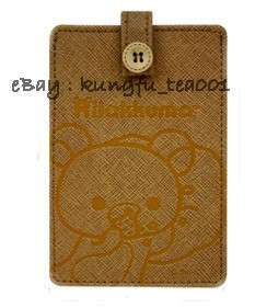 San X Rilakkuma Bear PU Leather Embossed iPhone Cell Phone Case + ID 