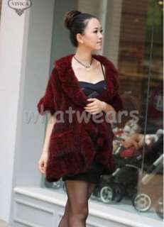 Womens Luxurious Real Mink Fur Warm Shawl/Coat/Cape 4 colors Grey P68 