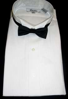 New White Wing Collar Tuxedo shirt w/ Black Tie 2XL  