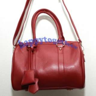 Wine Red PU Leather Small Molly Boston Bag Handbag Satchel Messenger 