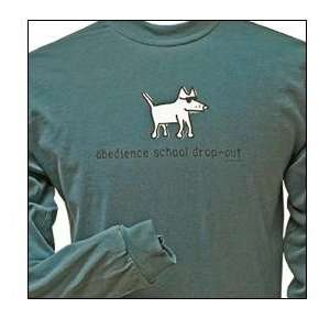 Cotton Long Sleeved T Shirt   Garment Dyed Obedience School Drop Out 