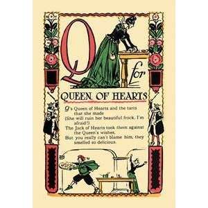  Vintage Art Q for Queen of Hearts   07437 x