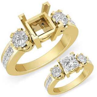 1ct Diamond Ring Princess 3 Stone Setting 14k Gold s5.5 Engagement 