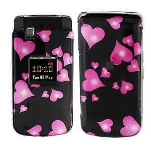 Crystal Hard BLACK Cover With Falling Hearts Design Case for Samsung 