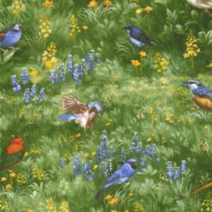 2YD~WILDFLOWERS IV~TEXAS BLUEBONNET~MODA~BIRDS~SUMMER  
