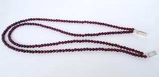 LINE GORGEOUS RED GARNET 5MM ROUND BEADS SILVER ARTISAN NECKLACE 18 