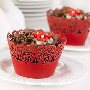  Red Hearts Decorative Cupcake Wraps 