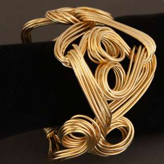 gold plated yellow fashion chain bangle cuff bracelet  