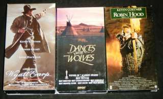 KEVIN COSTNER 3 VHS   Wyatt Earp, Dances With Wolves ++  