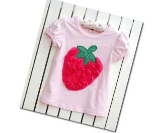 Child Girl Strawberry Rosette Pettitop Top T shirt 2 8Y  