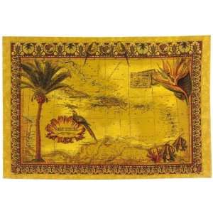  Exquisite World Map Tapestry of the West Indies 