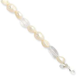   Quartz/White Pearl/Rock Quartz Bracelet   8 Inch West Coast Jewelry