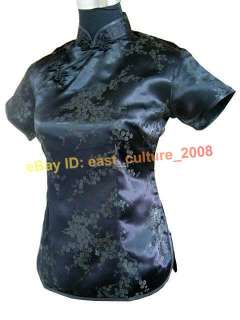 Chinese Handmade Plum blossom Shirt Blouse Black WHS 02  