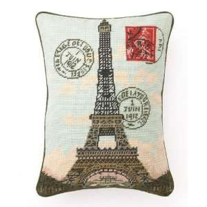 Eiffel Tower Needlepoint Pillow: Home & Kitchen