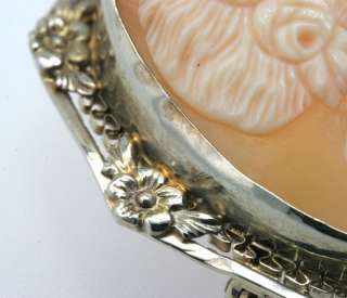 ESTATE 14K YELLOW GOLD CARVED SHELL CAMEO BROOCH PIN PENDANT W 