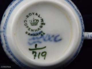 Royal Copenhagen blue fluted half lace coffee cups   1/719  