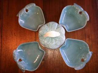   of California APPLE Pottery Aqua Blue #734 Serving Dishes  