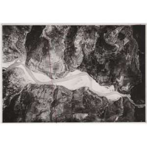  Reprint Arial view of a river wending through canyons and 