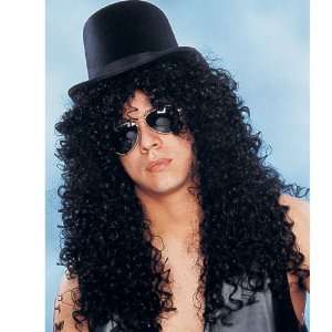 Black Curly Rocker Wig Deluxe: Toys & Games