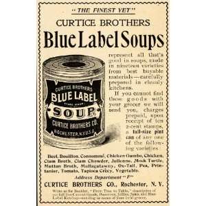  1898 Vintage Ad Curtice Brothers Blue Label Soups Can 