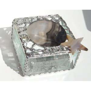   Stained Glass Jewelry Box with Natural Agate Insert 