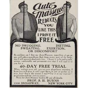  1907 Ad Burns Auto Masseur Weight Loss Fat Obesity 