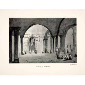  1898 Print Mosque Al Azhar Cairo Egypt Islamic Religious 