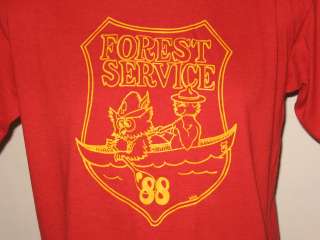 vintage 80s FOREST SERVICE WOODSY OWL SMOKEY BEAR T Shirt MEDIUM 
