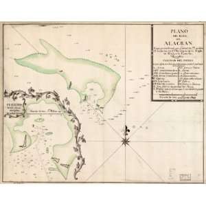  1700s map Alacran Reef, Mexico