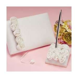  Wedding Rosebud Pen Holder Set WHITE 