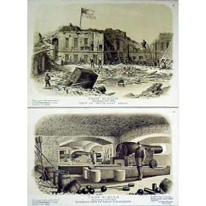   Antique 1895 Civil War Lithographs of Fort Sumter