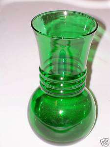Vintage Dark Green Depression Glass Vase  
