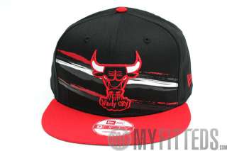   BULLS Fantab Snap Black Red and White 9Fifty New Era Snapback Hat NEW