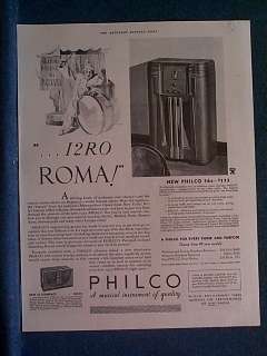 1934 Philco Radio Ad New 16x Featured Priced $175  
