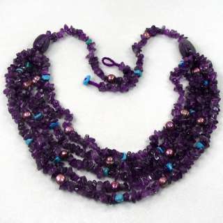 963.5CT Natural Turquoise Purple Amethyst Necklace XLR2  