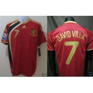  Spain home 09/10 # 7 David Villa size L soccer jersey 