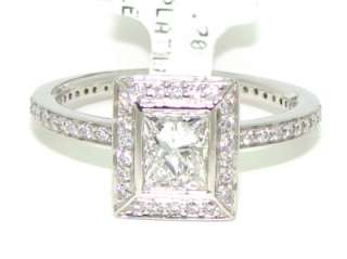New Platinum Ritani 1ct Princess Cut Diamond H VS Engagement Ring 